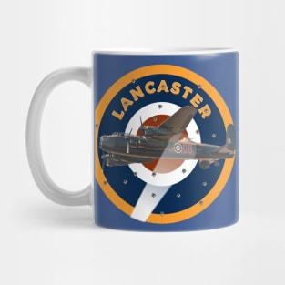 Lancaster Bomber in searchlight being attacked in RAF Roundel Mug